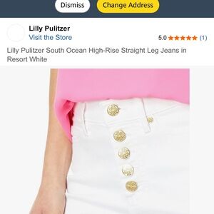 Lilly Pulitzer White High-Rise Jeans with Gold Buttons